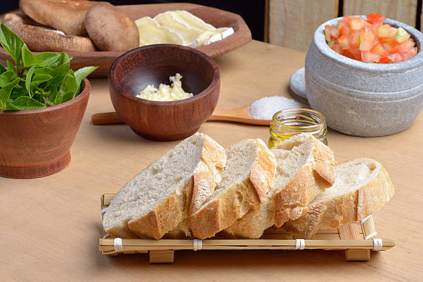 istock Basilic Tomato and Brie Shitake Mushroom Italian Bruschetta Mise 472316690