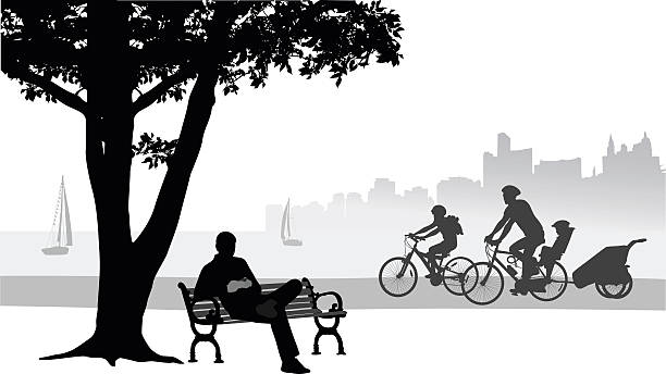 illustrations, cliparts, dessins animés et icônes de parkactivities - bench park park bench silhouette