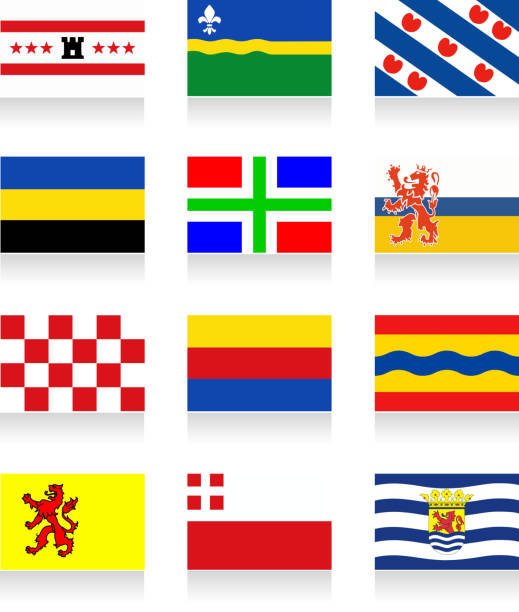 stockillustraties, clipart, cartoons en iconen met netherland province flag collection - groningen