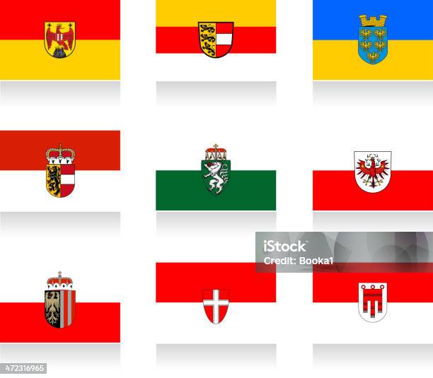 Coleção Estados De Bandeira Da Áustria - Arte vetorial de stock e mais imagens de Bandeira - Bandeira, Styria, Viena