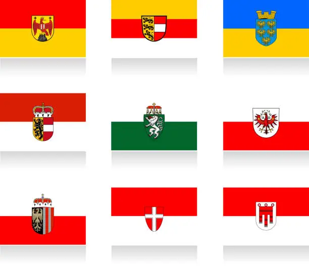 Vector illustration of Austrian States Flag Collection