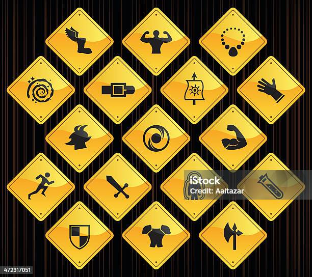 Yellow Road Signs Role Playing Games Stock Illustration - Download Image Now - Adult, Amusement Arcade, Animal Body Part