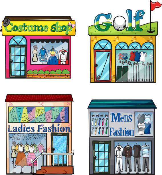 магазины набор - golf women pink ball stock illustrations