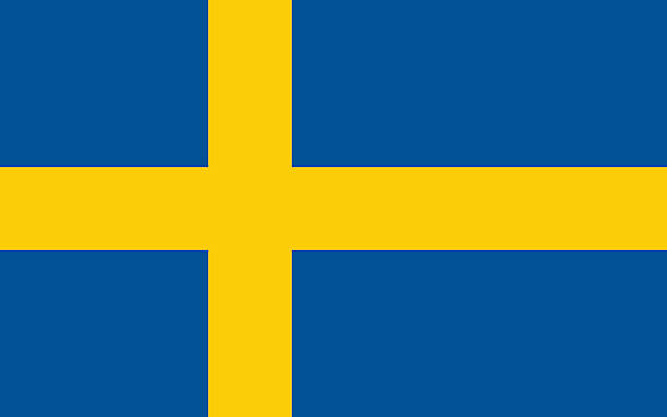 Drawing of blue and yellow flag of Sweden Proportion 10:16, Flag of Sweden sweden stock illustrations