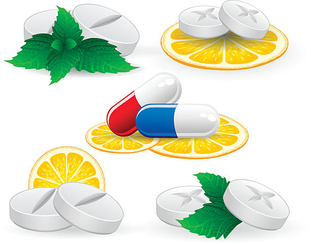 витамин - capsule vitamin pill red orange stock illustrations