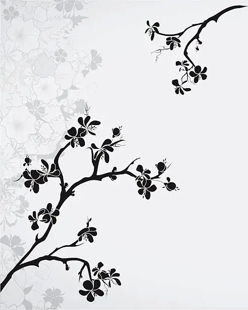 Vector illustration of Branch with blossoms