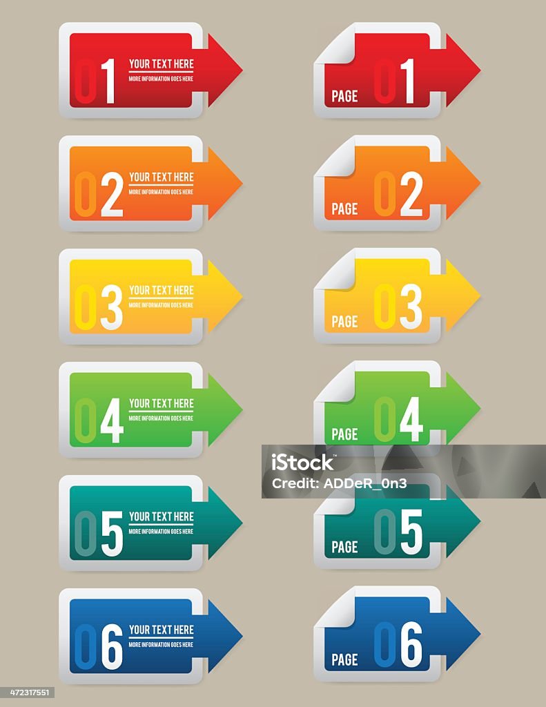 Sitio web opción de pestañas numerados - arte vectorial de Número 5 libre de derechos