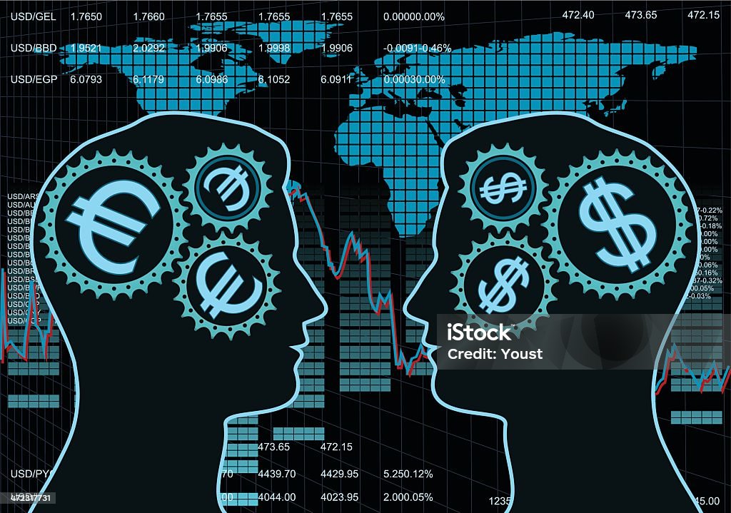 vs taux de change Dollar-Euro - clipart vectoriel de Inflation libre de droits