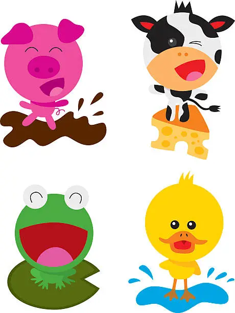 Vector illustration of Farm animals