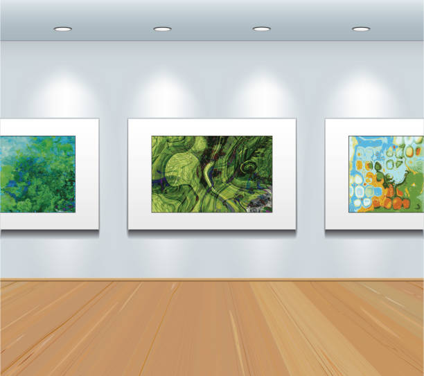 Pictures  on the wall at art gallery Pictures  on the wall at art gallery painted image photos stock illustrations