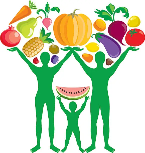 Vector illustration of Vegetarian family