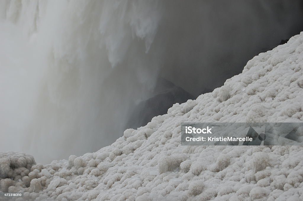 Niagara Falls Frozen Ice Horseshoe Falls and sheet of ice during the winter. 2015 Stock Photo