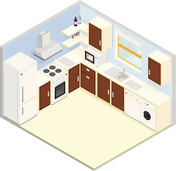 Vector illustration of Isometric Kitchen