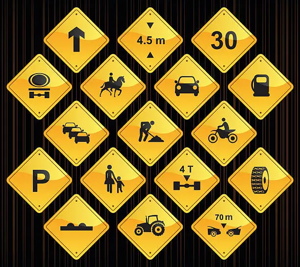 Vector illustration of Yellow American Road Signs