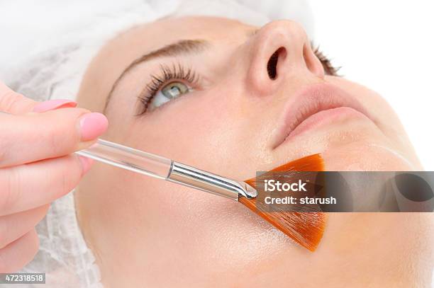 Facial Peeling Mask Applying Stock Photo - Download Image Now - Peel - Plant Part, Facial Mask - Beauty Product, Human Face