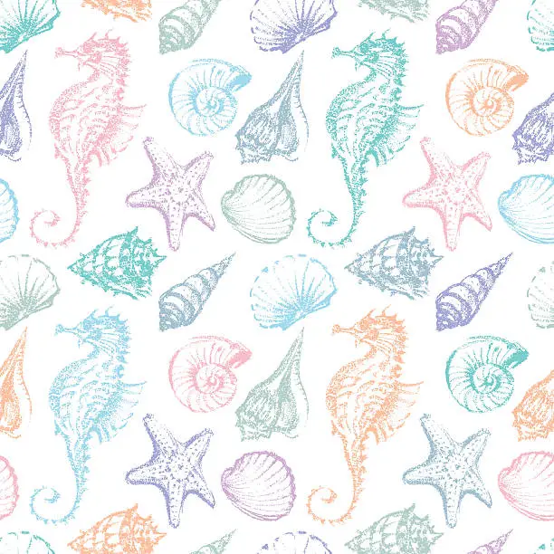 Vector illustration of pattern with a sea creatures