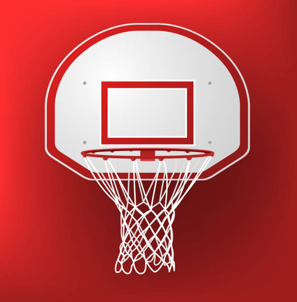 Basketball hoop on a red background Basketball Hoop vector illustration. basketball hoop stock illustrations