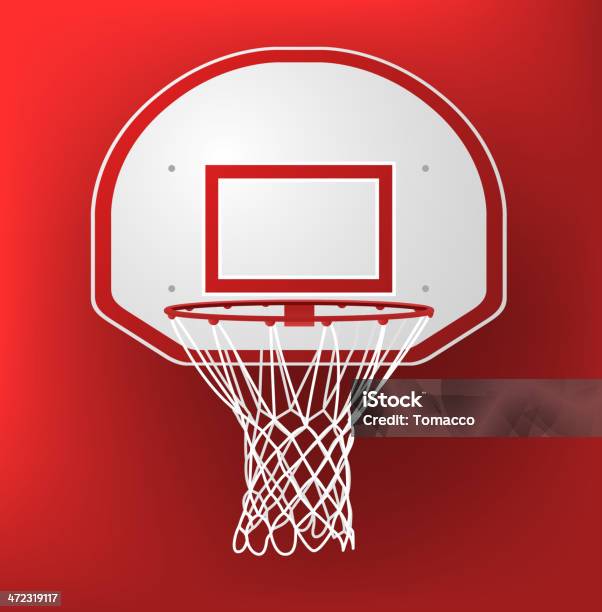 Basketball Hoop On A Red Background Stock Illustration - Download Image Now - Basketball Hoop, Basketball - Sport, Basketball - Ball