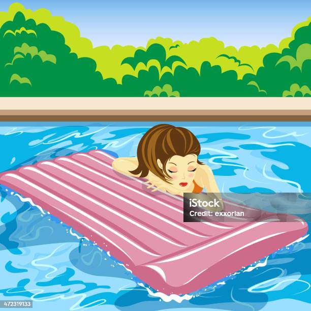 Lady お楽しみください夏季にはゴムボートのプール - 1人のベクターアート素材や画像を多数ご用意 - 1人, くつろぐ, イラストレーション