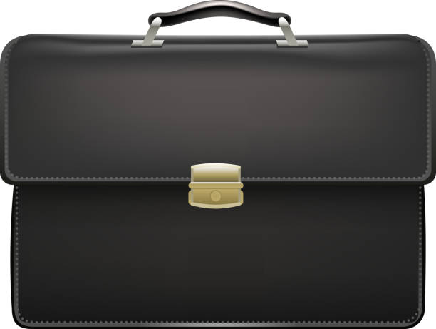 Suitcase Briefcase Case Black Suitcase Briefcase Case vector illustration icon, with one lock. leather medical bag stock illustrations