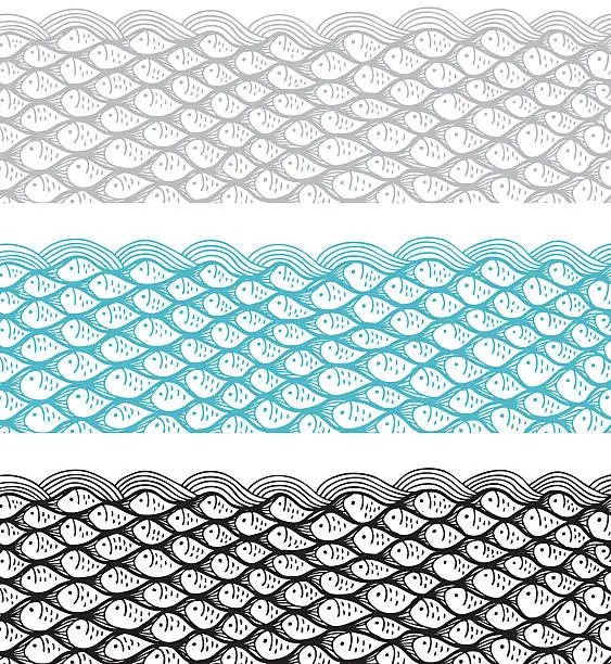 Vector illustration of Fish pattern background and border