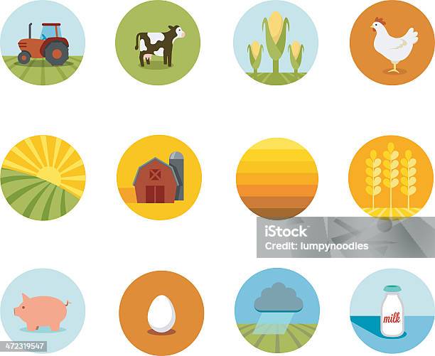 Ilustración de Círculo La Cría Iconos y más Vectores Libres de Derechos de Granja - Granja, Ícono, Agricultura