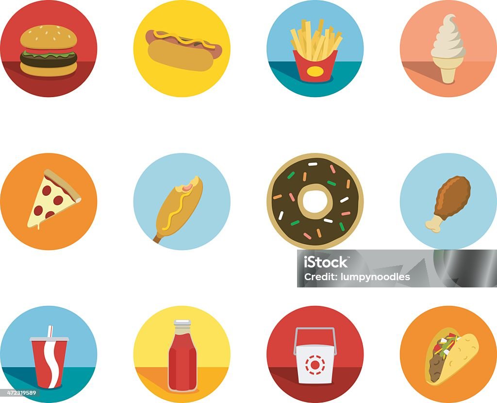 Fast Food Circle Icons http://www.cumulocreative.com/istock/File Types.jpg Unhealthy Eating stock vector
