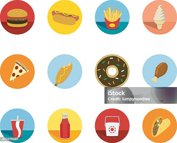 Fast Food Circle Icons Stock Illustration - Download Image Now - Unhealthy Eating, Take Out Food, Fast Food