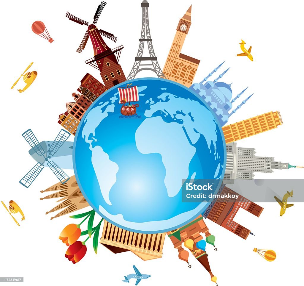 Voyage en Europe - clipart vectoriel de Globe terrestre libre de droits