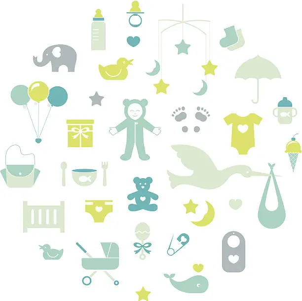 Vector illustration of Baby Boy Icons