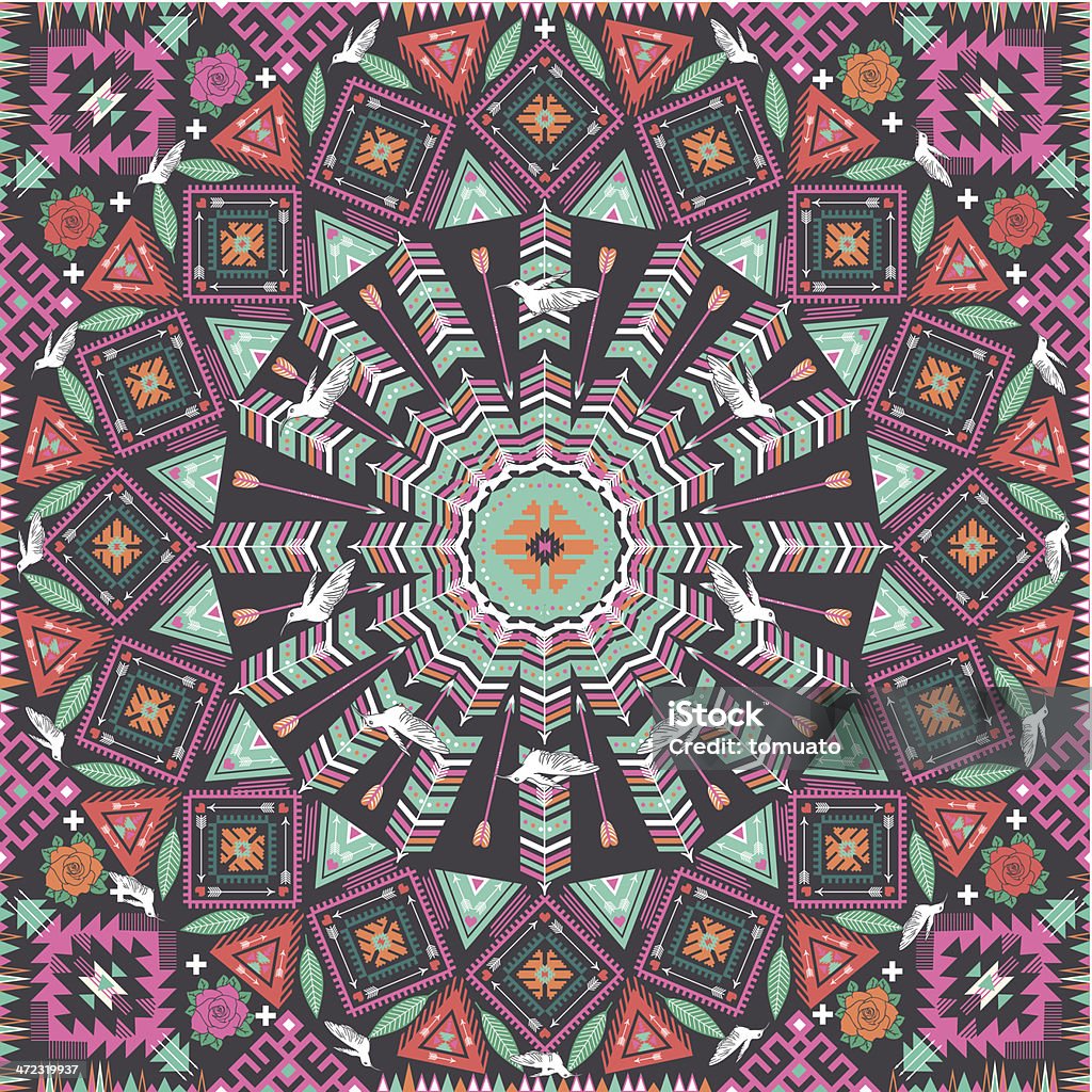 Ejemplar aztec patrón geométrico redondo - arte vectorial de Abstracto libre de derechos