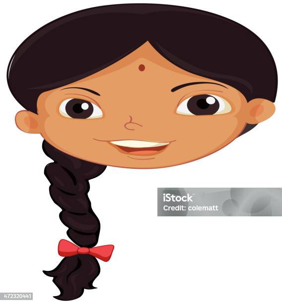 Ilustración de Rostro De Chica De La India y más Vectores Libres de Derechos de Chica adolescente - Chica adolescente, Cultura hindú, Trenzado