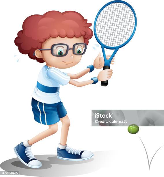 남자아이 있는 안경 게임하기 테니트 경쟁에 대한 스톡 벡터 아트 및 기타 이미지 - 경쟁, 공-스포츠 장비, 귀 부분