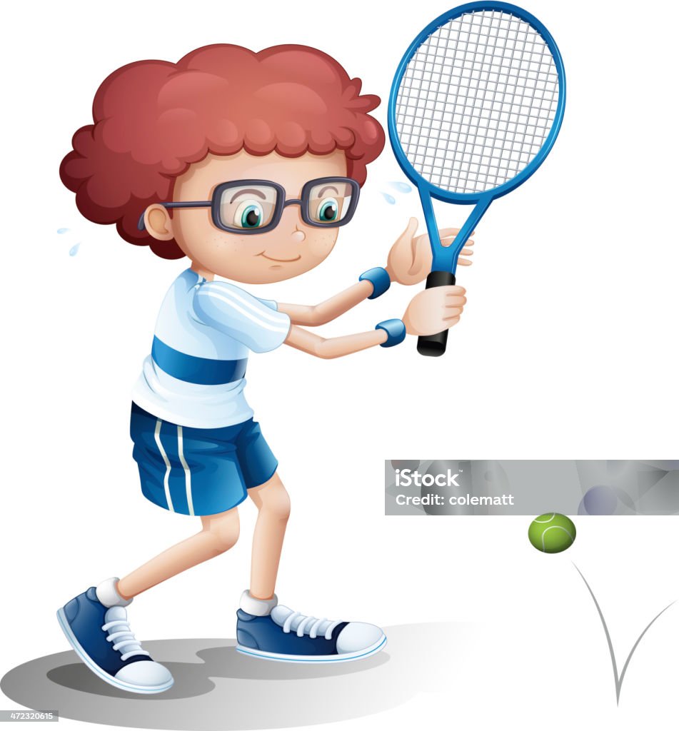 Chłopiec z same Gra Tenis - Grafika wektorowa royalty-free (Bekhend)