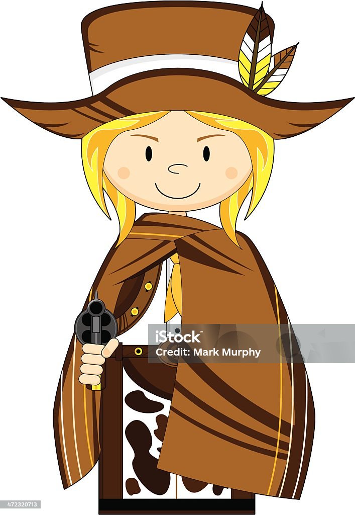 Carino piccolo Cowgirl in Poncho - arte vettoriale royalty-free di A forma di stella