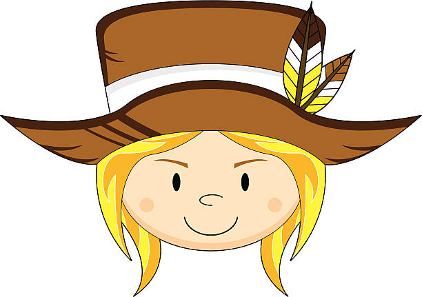 Cartoon Wild West Cowgirl Vector Illustration of a cute cartoon Wild West Cowgirl. girl with cowboy hat stock illustrations