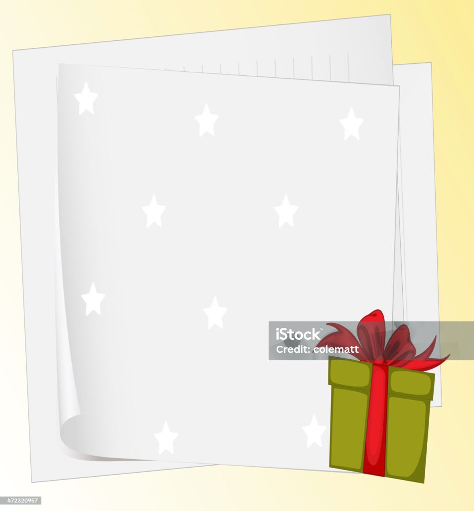 Hojas de papel y caja de regalo - arte vectorial de Celebración - Ocasión especial libre de derechos