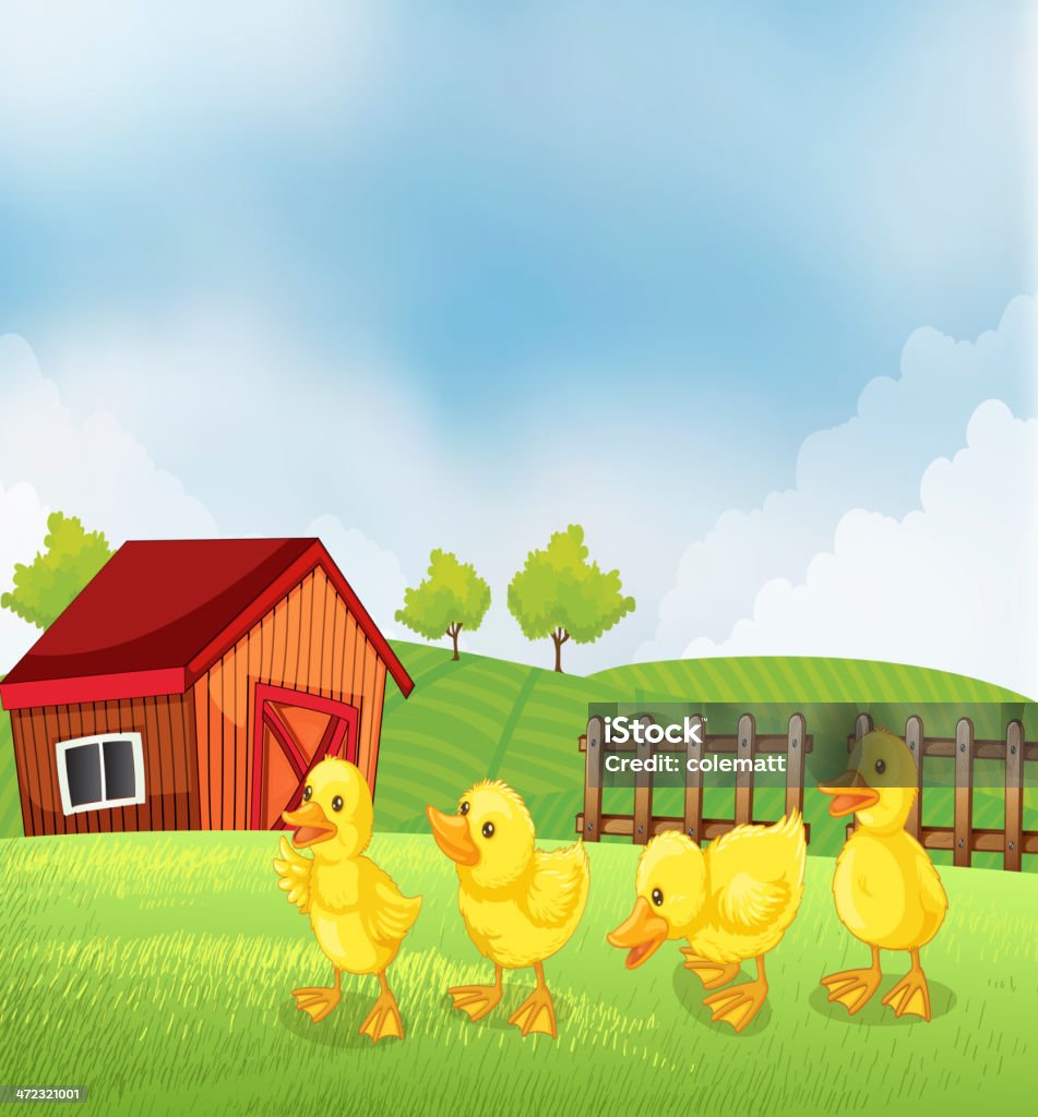 4 つの「chicks 」では、農場 - イラストレーションのロイヤリティフリーベクトルアート
