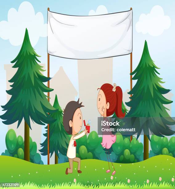 Marriage Proposal Below The Empty Signage Stock Illustration - Download Image Now - Advertisement, At The Edge Of, Billboard