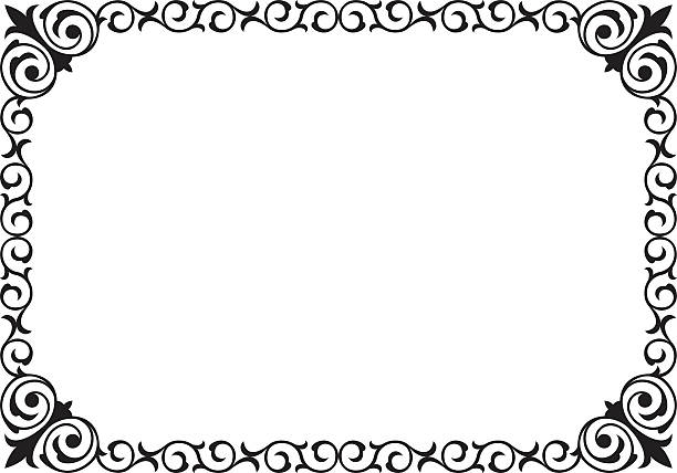 書道 penmanship カーリーバロックフレームブラック - frame elegance bookplate certificate点のイラスト素材／クリップアート素材／マンガ素材／アイコン素材