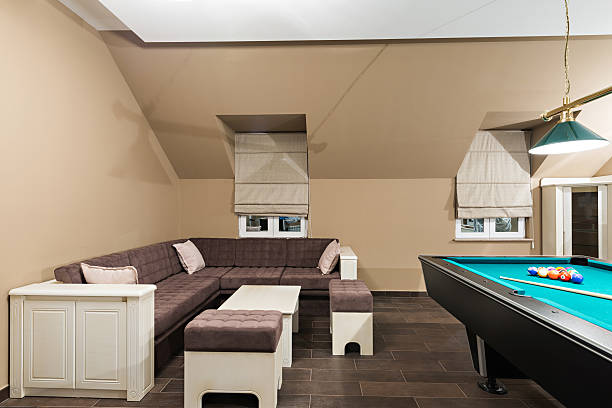 istock Billiard table in luxury living room 472321188
