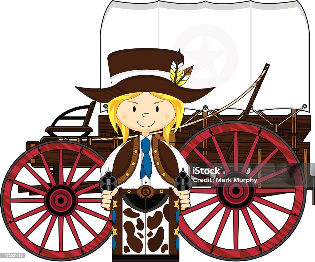 Wild West Cowgirl & Chuck Wagon - arte vettoriale royalty-free di A forma di stella