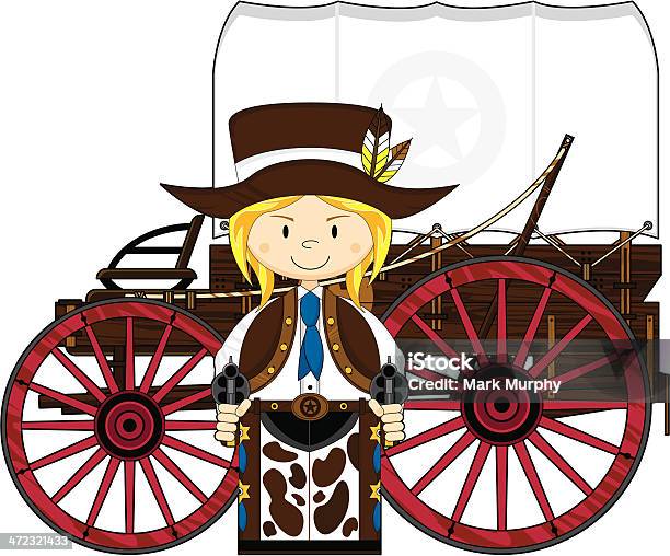 Wild West Cowgirl Chuck Wagon - Immagini vettoriali stock e altre immagini di A forma di stella - A forma di stella, Adolescente, Adulto