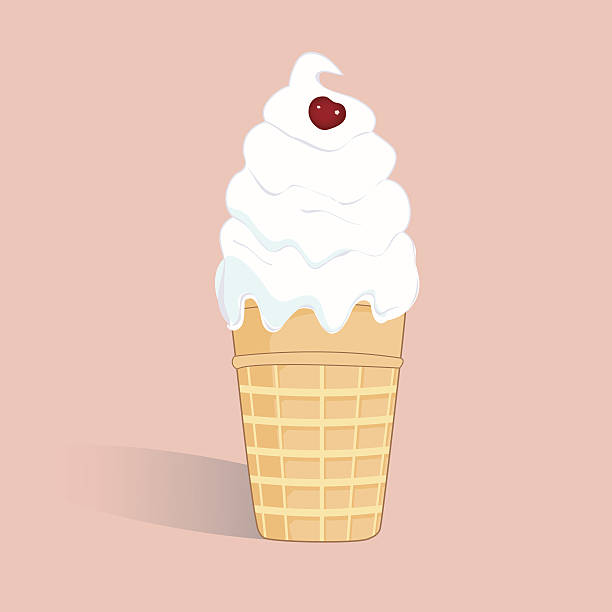 Abstract ice cream cup with cherry. vector art illustration