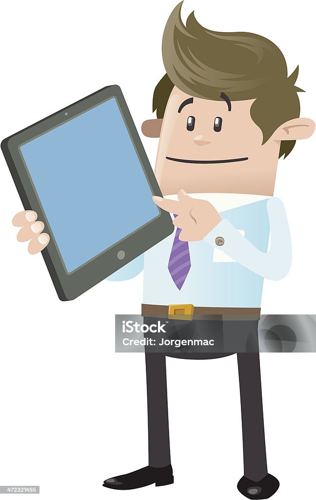 Biznes Buddy z komputera Tablet - Grafika wektorowa royalty-free (Białe tło)