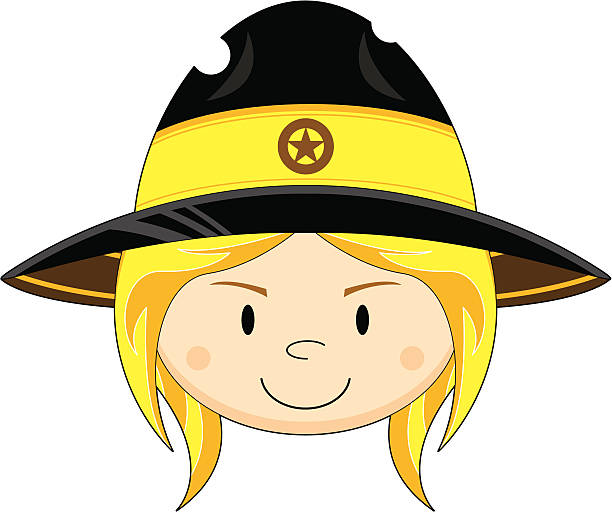 Cartoon Wild West Cowgirl Vector Illustration of a cute cartoon Wild West Cowgirl. girl with cowboy hat stock illustrations
