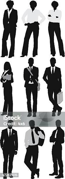 Silhouette Der Businessmanager In Verschiedenen Posen Stock Vektor Art und mehr Bilder von Aktentasche