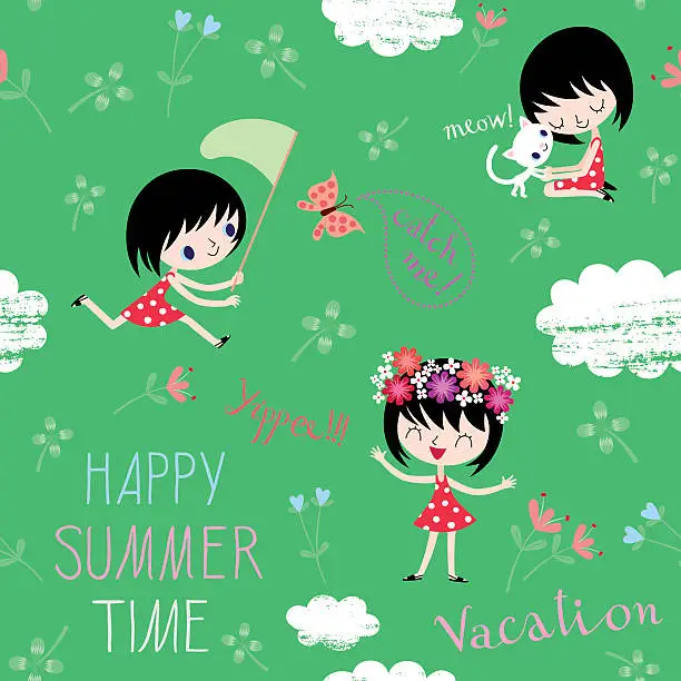 Vector illustration of Summer Vacation Pattern.