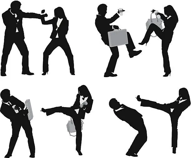 Vector illustration of Business executives fighting