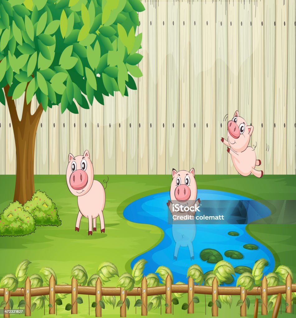 豚の裏庭 - イラストレーションのロイヤリティフリーベクトルアート